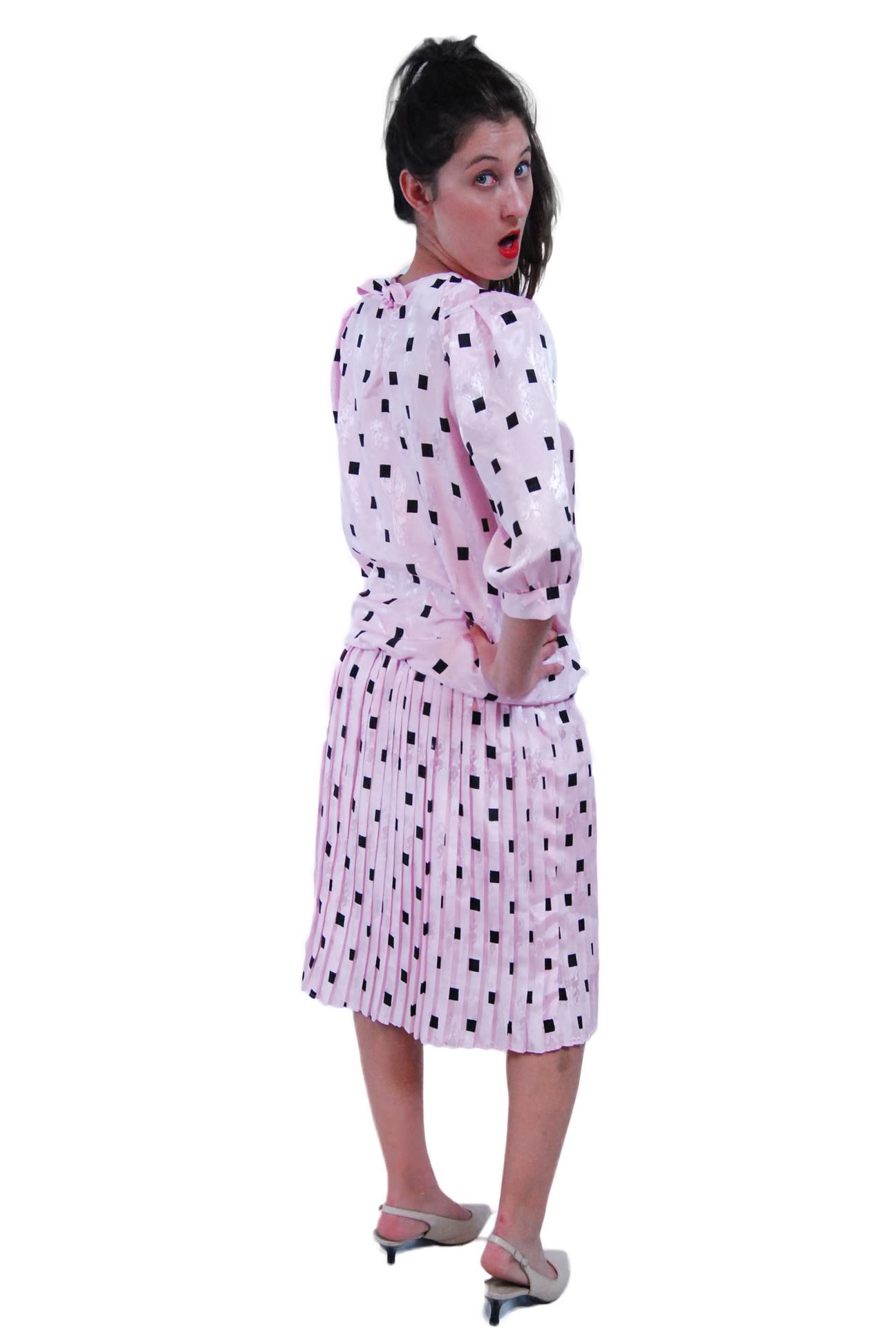 Light Glamor Pink Geometric Vintage Dress For Women 1960s | Shpirulina ...