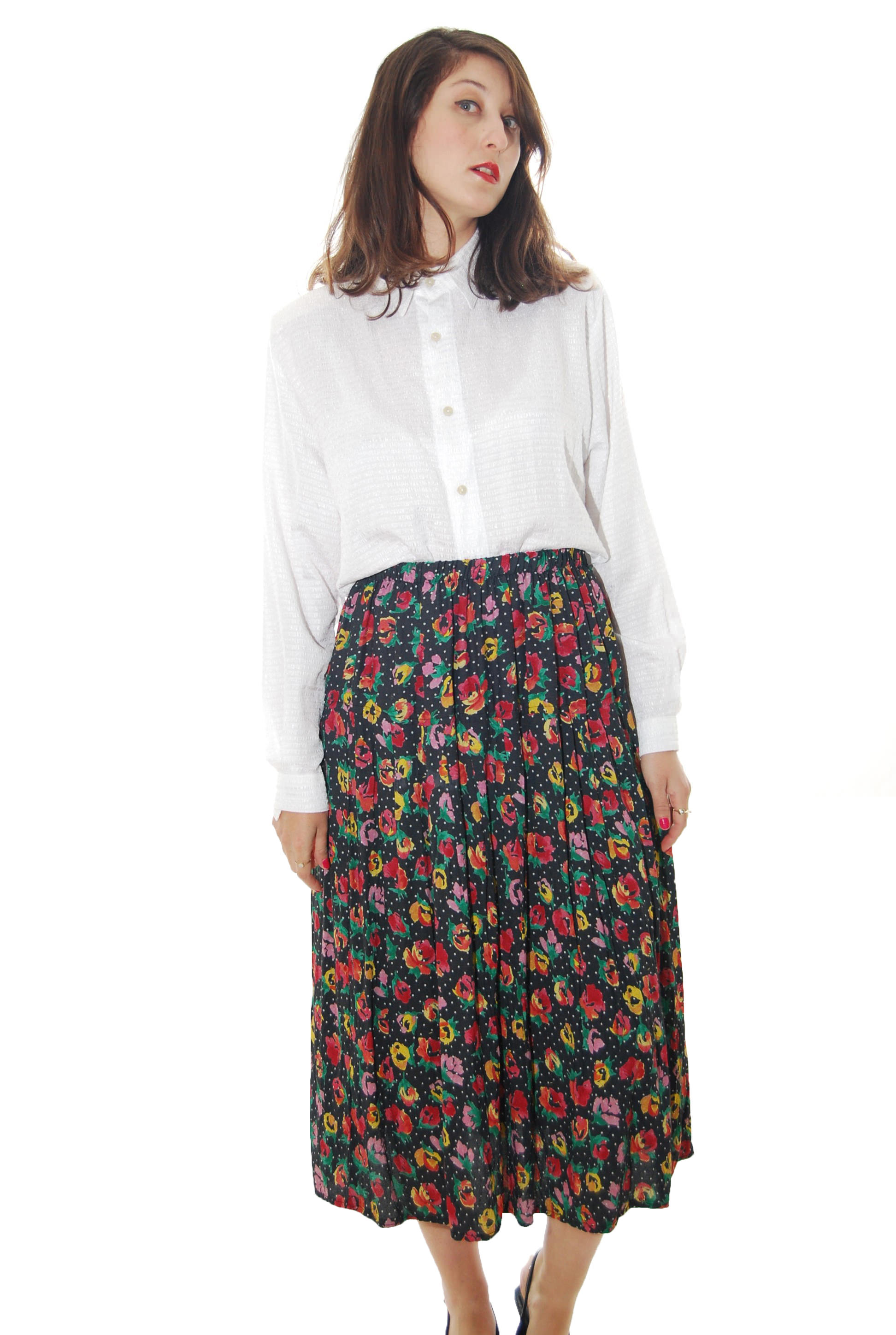 Mix Color Floral Print Vintage Skirt For Women 1980s | Shpirulina.com ...