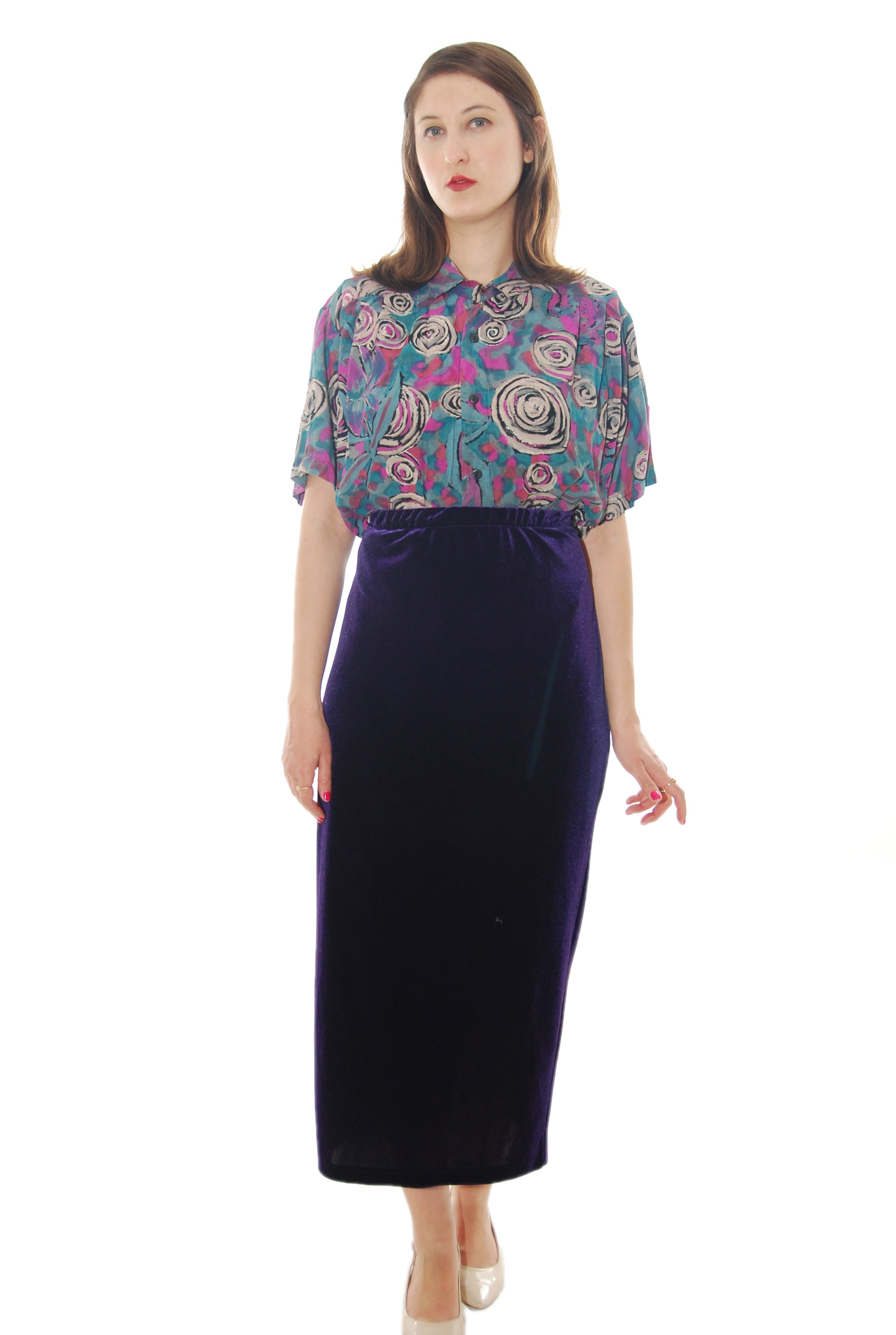 Dark Purple Velvet Elegant Vintage Skirt For Women 1990s | Shpirulina ...