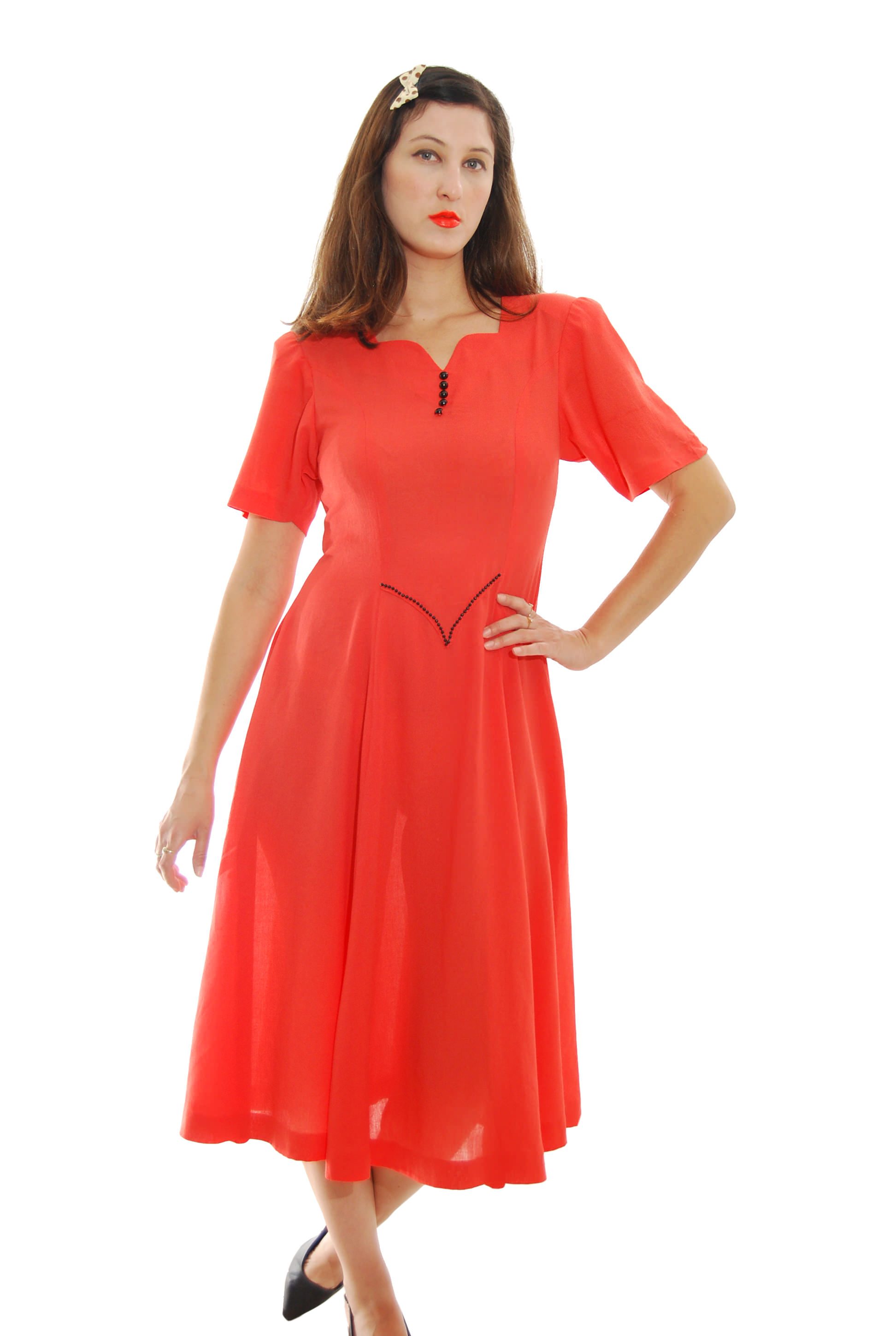 Light Red Princess Cut Vintage Dress For Women 1960s | Shpirulina.com ...