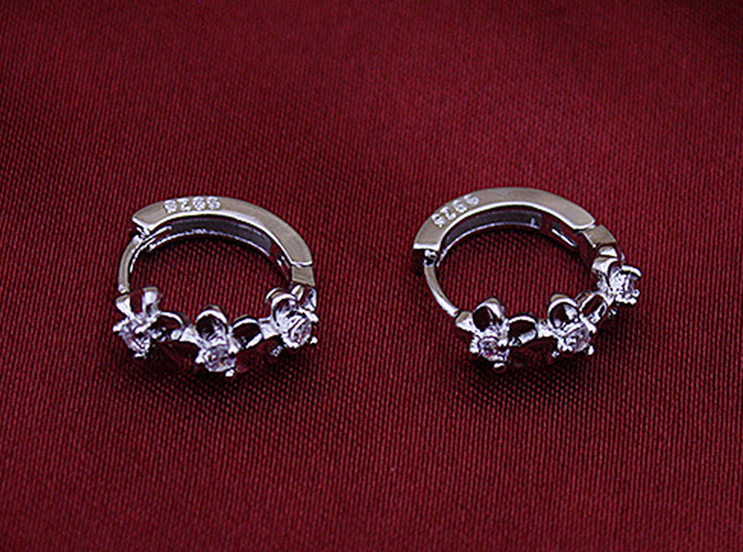 Silver Plated Crystal Rhinestone Stud Earrings Hoop For Women ...