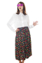 Mix Color Floral Print Vintage Skirt For Women 1980s