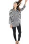 Black And White Striped Print Vintage Blouse For Women 1980s