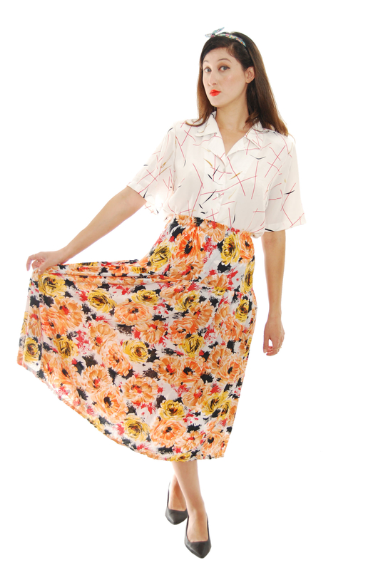 Mix  Color Yoke Style Vintage Skirt For Women 1960s