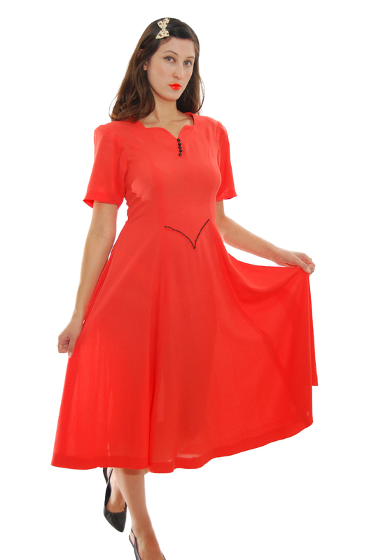 Light Red Princess Cut Vintage Dress For Women 1960s