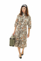 Gray And Brown Floral Print Vintage Dress For Women 1950s