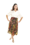 Mix Color Leaf Print Vintage Skirt For Women 1960s