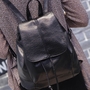 Black Travel PU Leather Handbag Rucksack for women