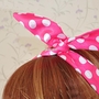 Pink Lovely Dot Wire Bunny Rabbit Ear Ribbon Hairband Head Band