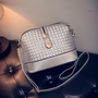 Silver Women Leather Satchel Shoulder Messenger Crossbody  Bag
