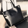 Black Fashionable Women PU Leather Handbag Shoulder Tote Purse Bag