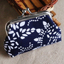 Blue Ethnic Precious Floral Pattern Wallet Card Holder Coin Purse Clutch Bag
