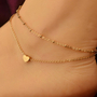 Gold Tone Sexy Love Heart Ankle Bracelet Double Layer Chain