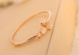 Gold Charm  Flower Crystal Gold Plated Cuff  Bangle Bracelet